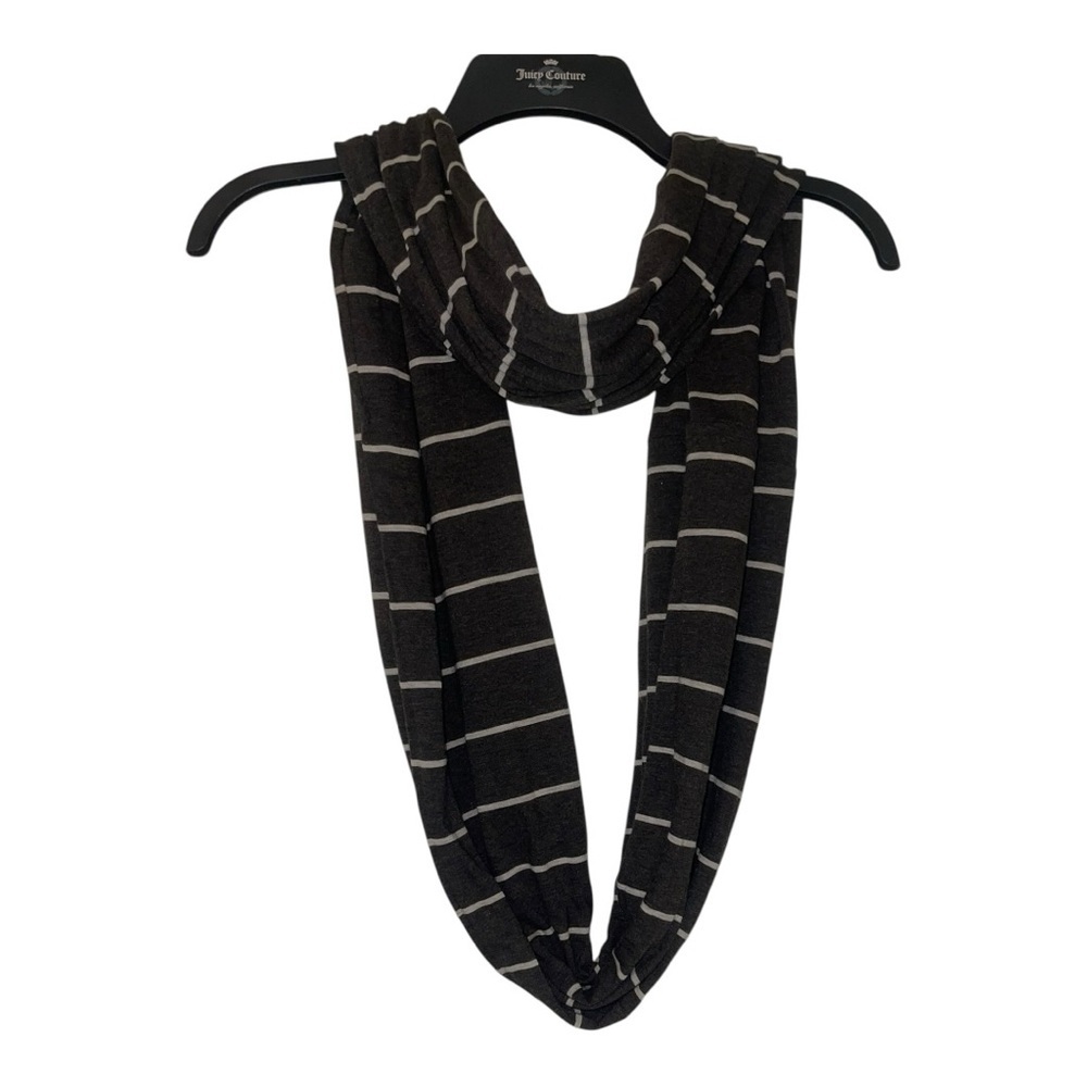 Vince Brown and White Striped Infinity Scarf